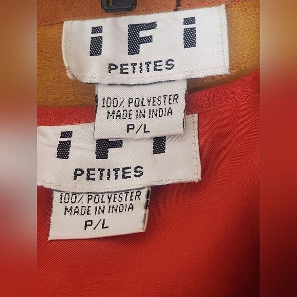 Vtg IFI Orange Mlticlrd P/L Shrtslv Slvless Women’s Top & Shirt - Picture 4 of 13